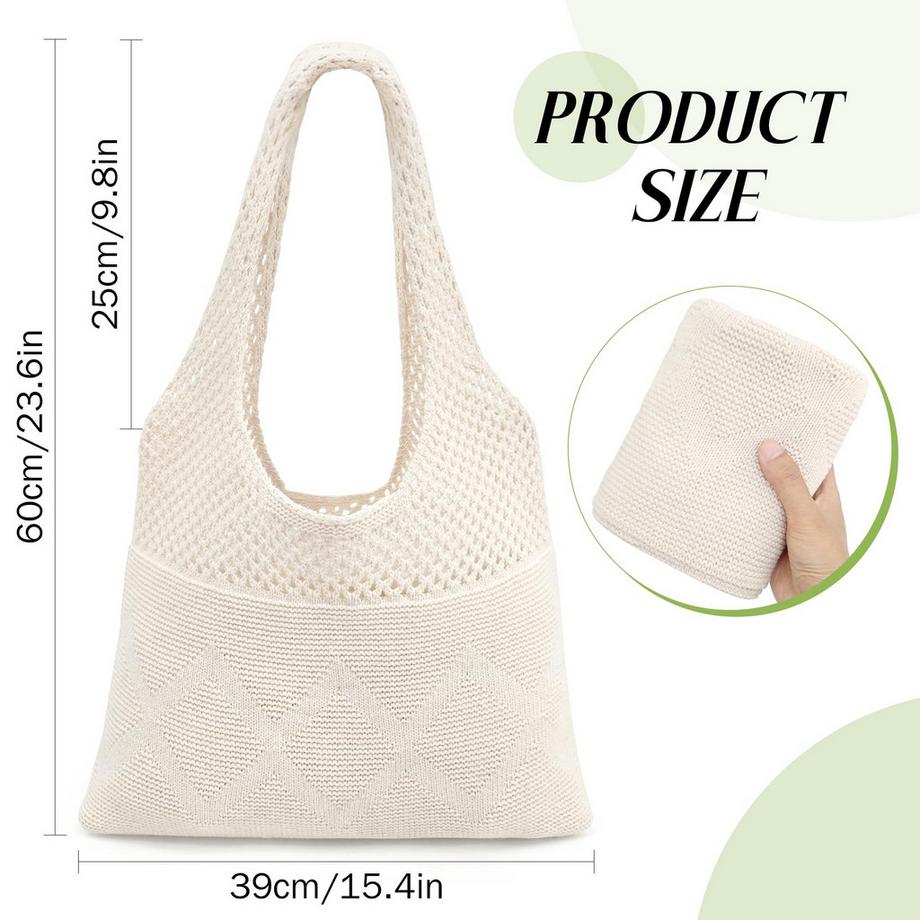 Only-bags.store Sac de plage tricoté avec motif losange  