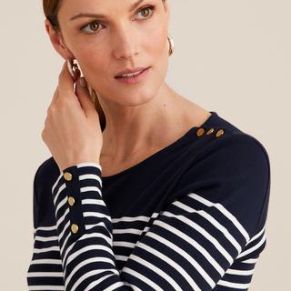 La Redoute Collections  Gestreiftes Langarmshirt mit rundem Ausschnitt 