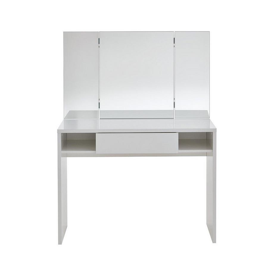 Calicosy Frisiertisch mit 1 Schublade, 2 Nischen und Spiegel - Schminki  