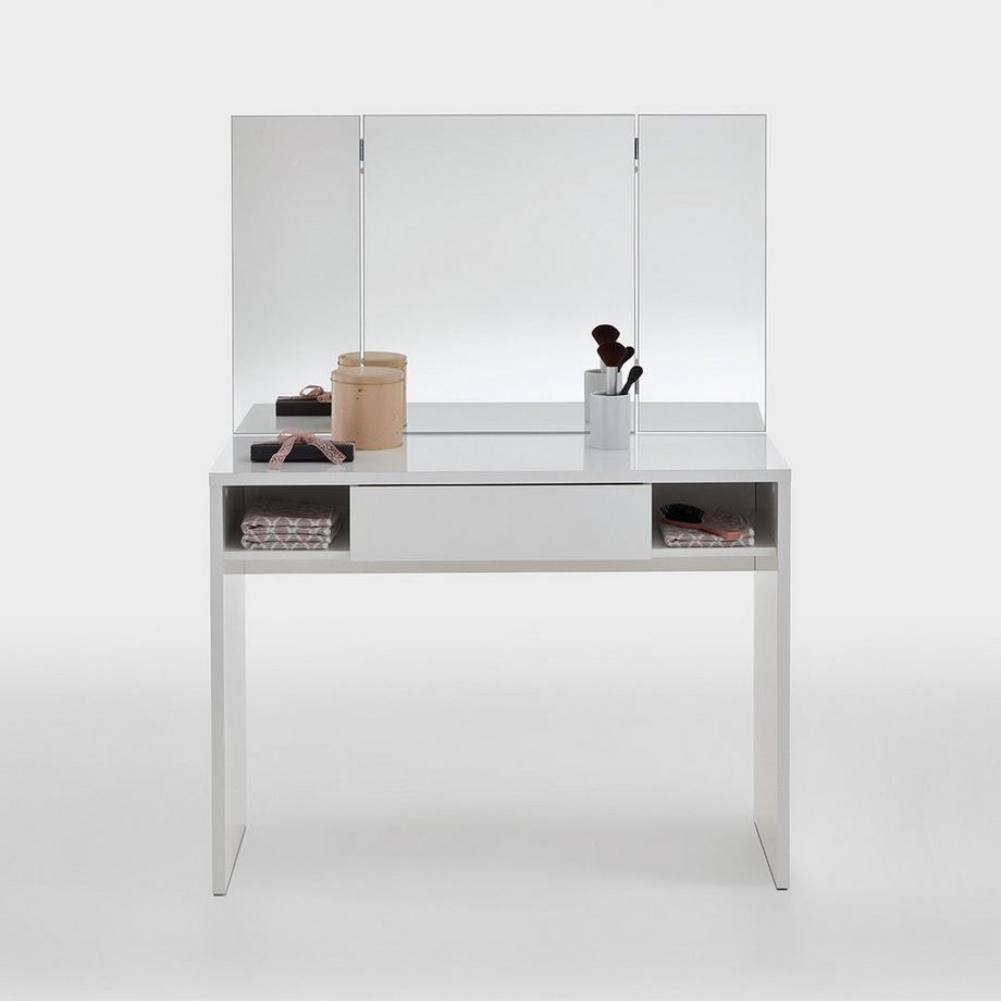 Calicosy Frisiertisch mit 1 Schublade, 2 Nischen und Spiegel - Schminki  