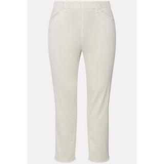 Ulla Popken  Pantalon 7/8 Sienna. Jambe étroite et ourlet frangé 