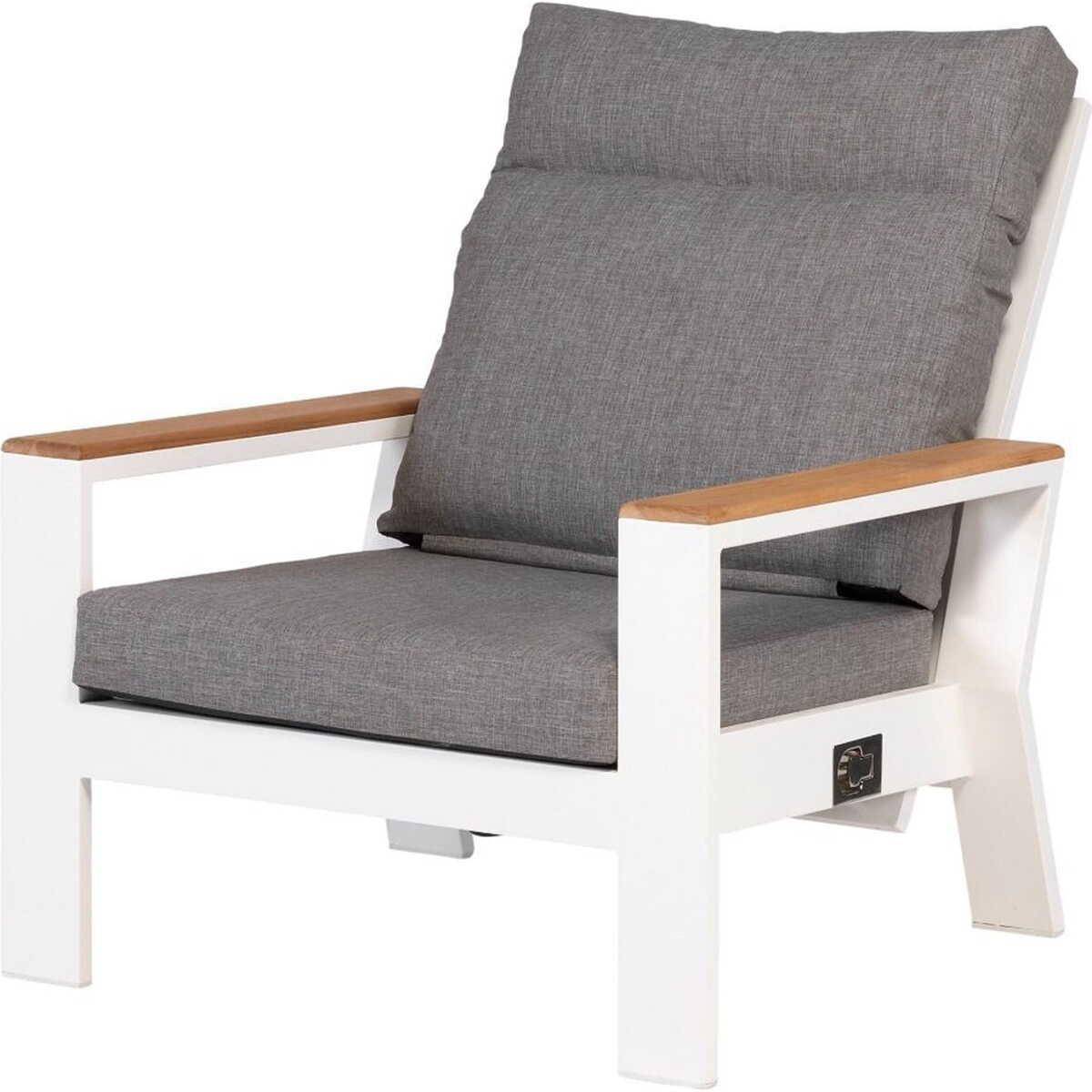 mutoni living Fauteuil de jardin Valerie réglable teck blanc  