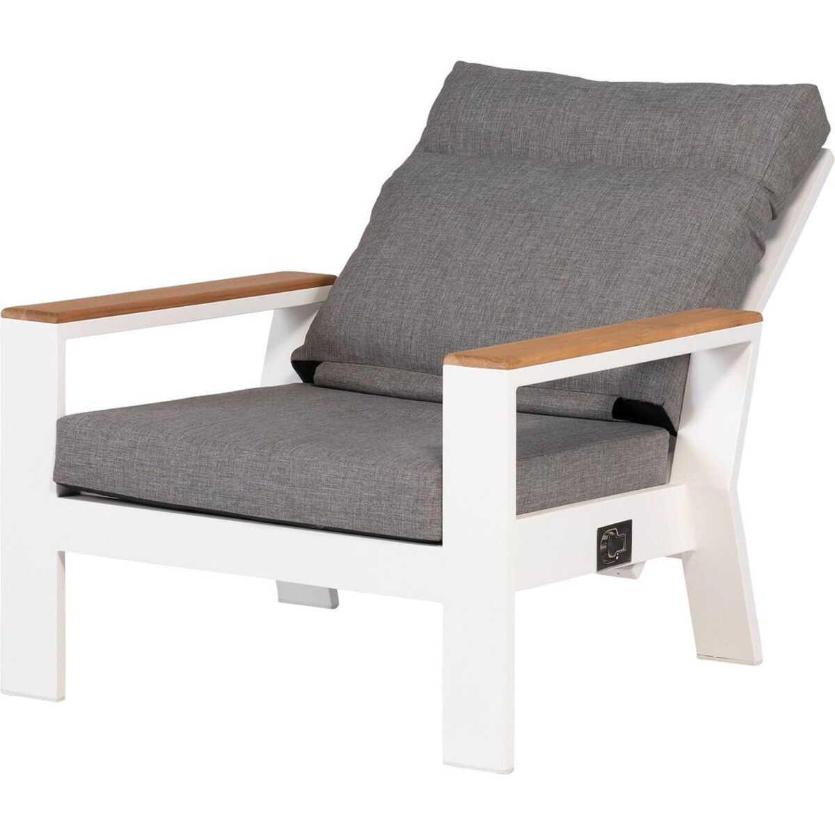 mutoni living Fauteuil de jardin Valerie réglable teck blanc  