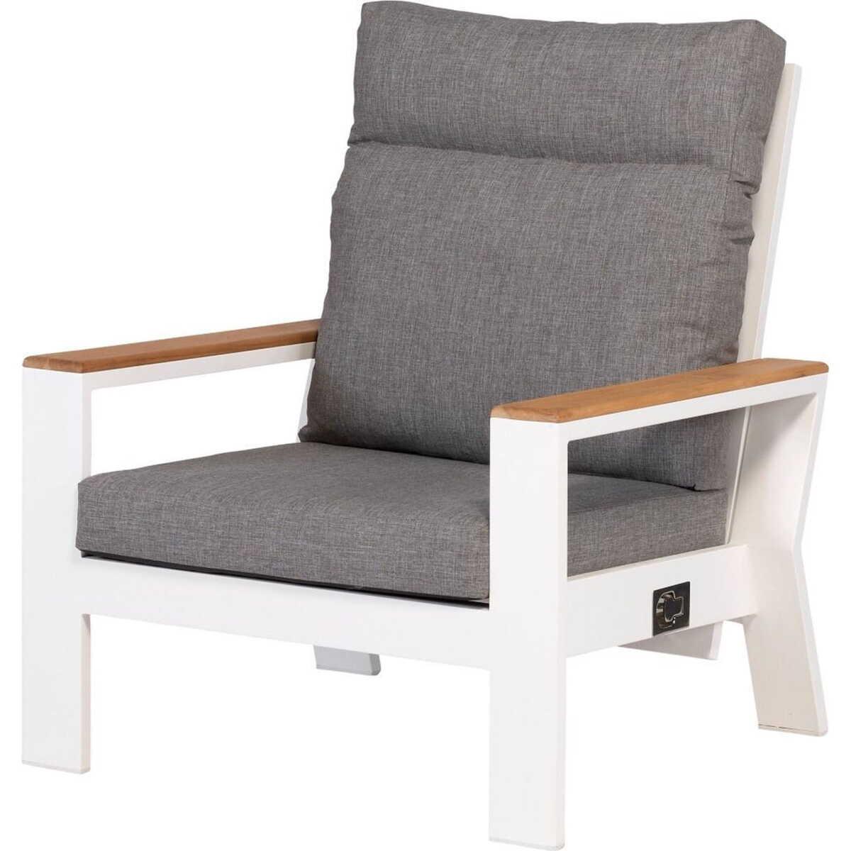 mutoni living Fauteuil de jardin Valerie réglable teck blanc  