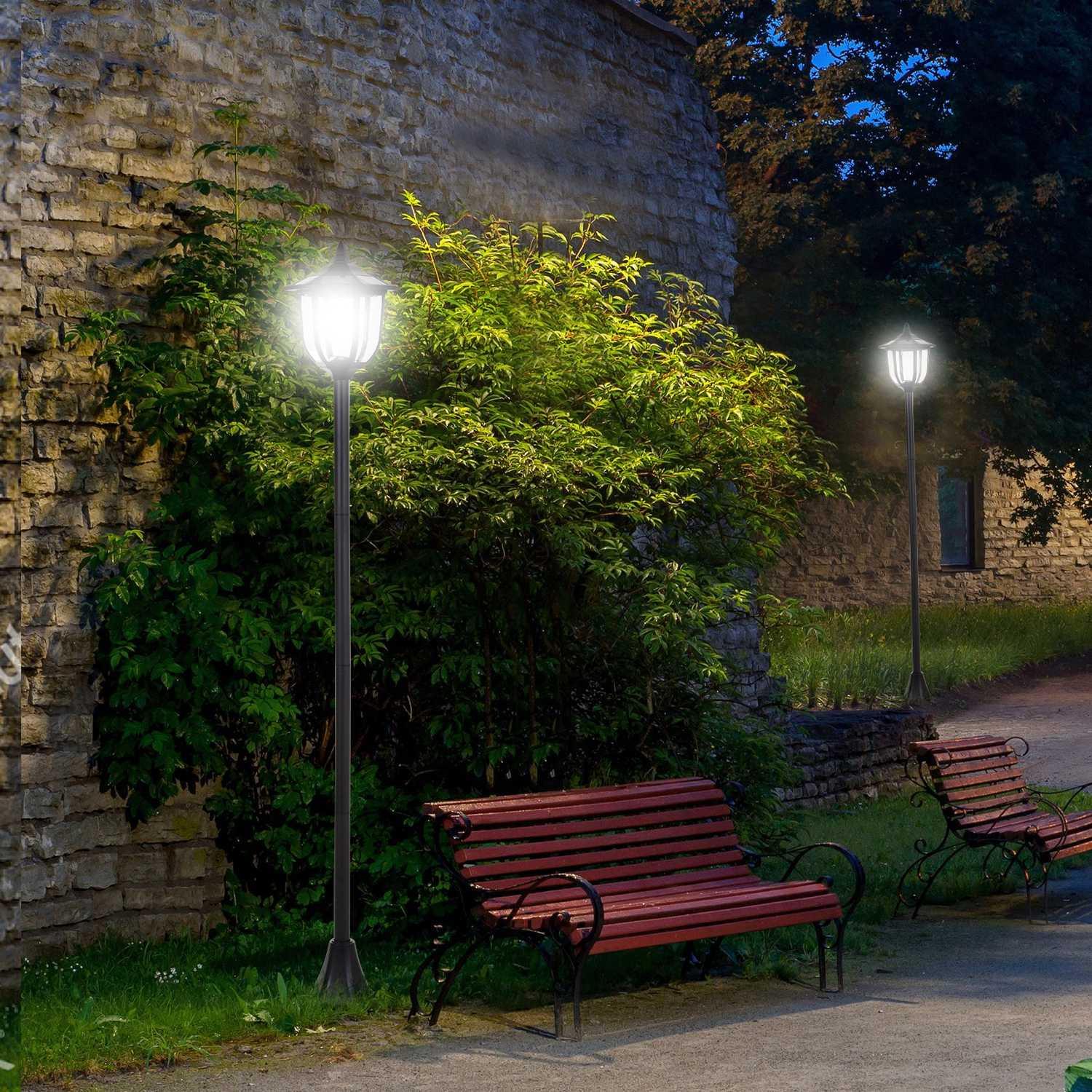 Northio Lanterna Da Giardino A Led Con Luce Solare Da Giardino Con 30/60 Lumen, Plastica, Nera, Ø26,5 X H177 Cm  