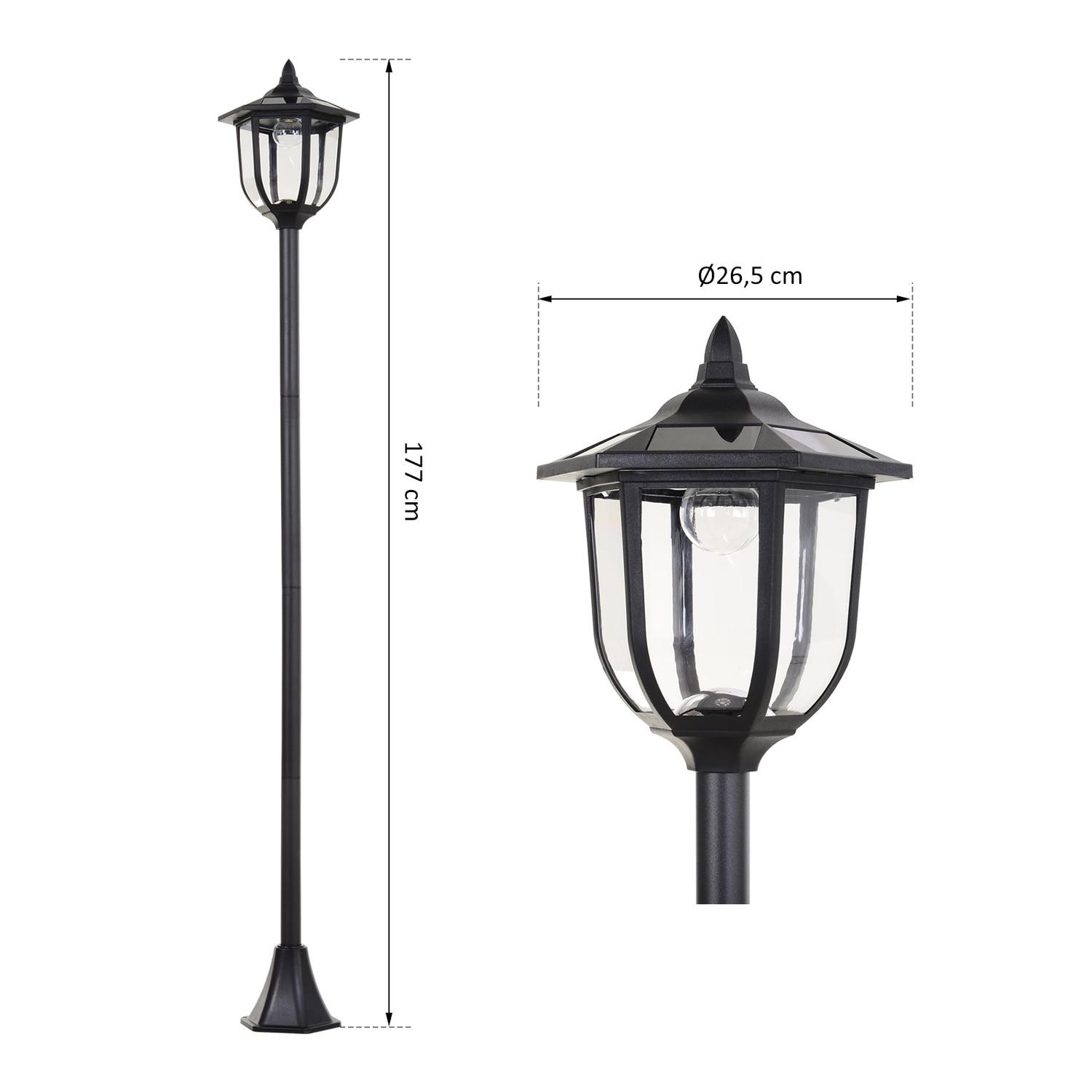 Northio Lanterna Da Giardino A Led Con Luce Solare Da Giardino Con 30/60 Lumen, Plastica, Nera, Ø26,5 X H177 Cm  