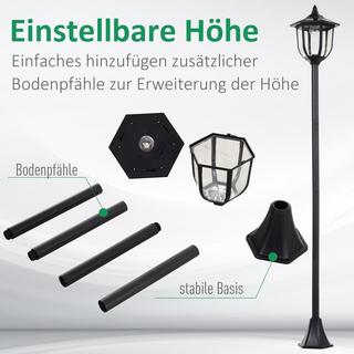 Northio Lanterna Da Giardino A Led Con Luce Solare Da Giardino Con 30/60 Lumen, Plastica, Nera, Ø26,5 X H177 Cm  