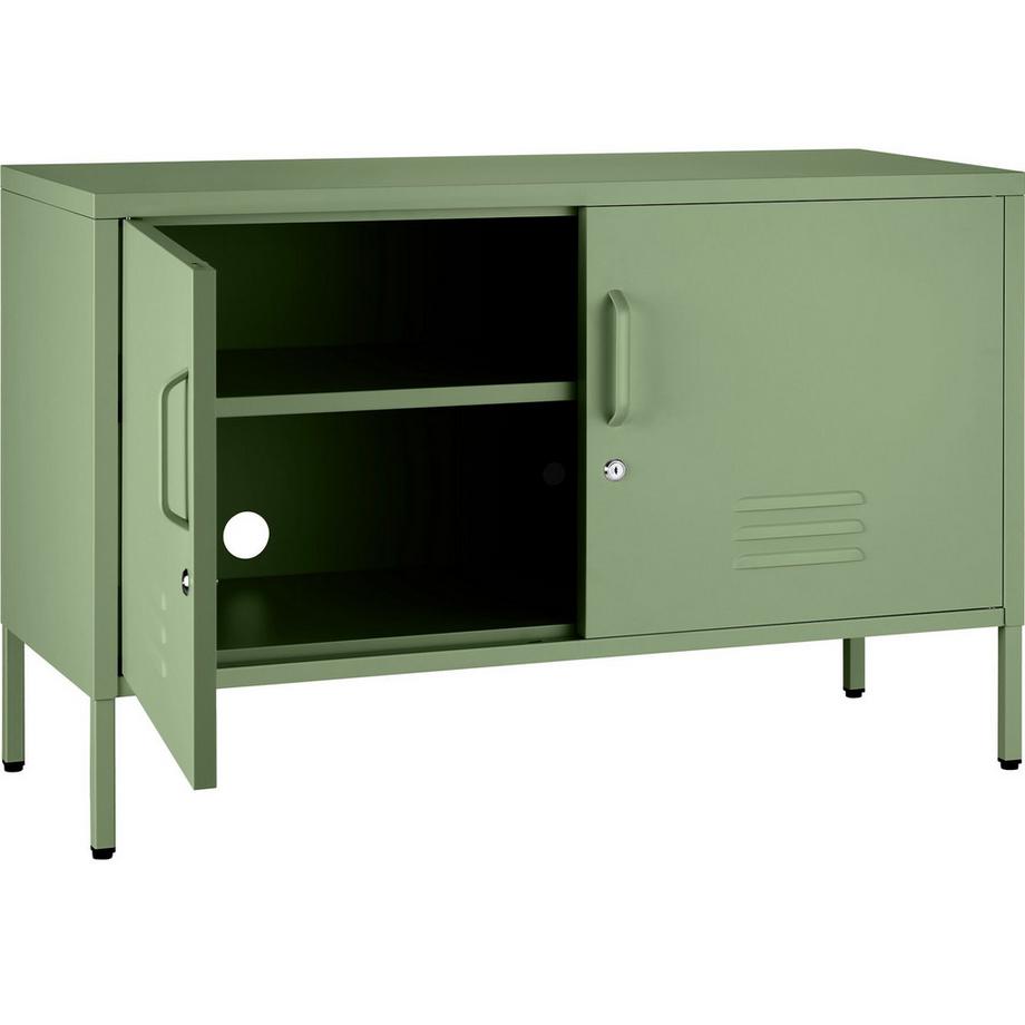 Tectake Sideboard Baker 2 Türen mit Magnetverschluss, einzeln abschließbar verstellbarer Zwischenboden  