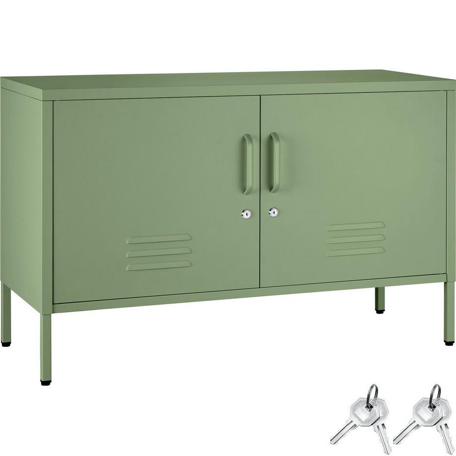 Buffet métallique au design minimaliste BAKER 2 portes métalliques verrouillables avec fermeture magnétique individuelle