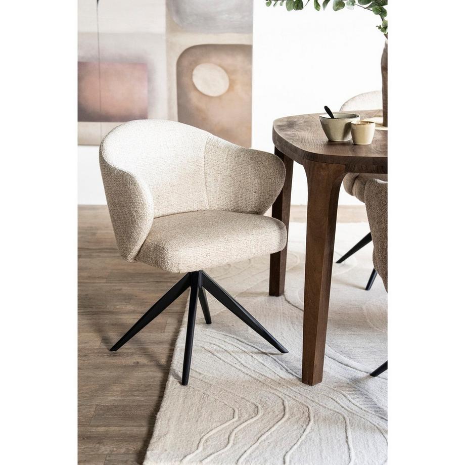 mutoni Chaise avec accoudoirs Connor Metal Donna beige  