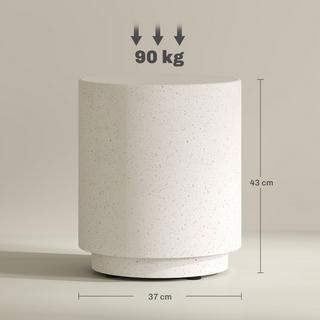 Northio Table d'appoint, table de salon aspect pierre, table basse, table de canapé, table basse pour salon, jardin Ø37 ​​​​x 43 cm, blanc crème |  