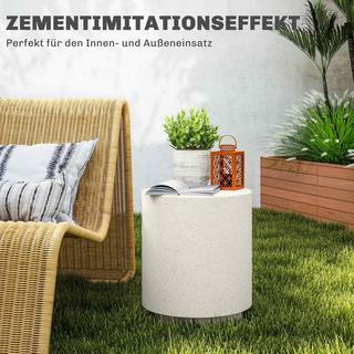 Northio Table d'appoint, table de salon aspect pierre, table basse, table de canapé, table basse pour salon, jardin Ø37 ​​​​x 43 cm, blanc crème |  