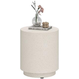 Northio Table d'appoint, table de salon aspect pierre, table basse, table de canapé, table basse pour salon, jardin Ø37 ​​​​x 43 cm, blanc crème |  