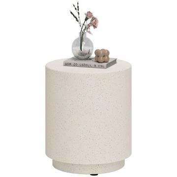 Table d'appoint, table de salon aspect pierre, table basse, table de canapé, table basse pour salon, jardin Ø37 ​​​​x 43 cm, blanc crème |