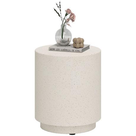 Northio Table d'appoint, table de salon aspect pierre, table basse, table de canapé, table basse pour salon, jardin Ø37 ​​​​x 43 cm, blanc crème |  