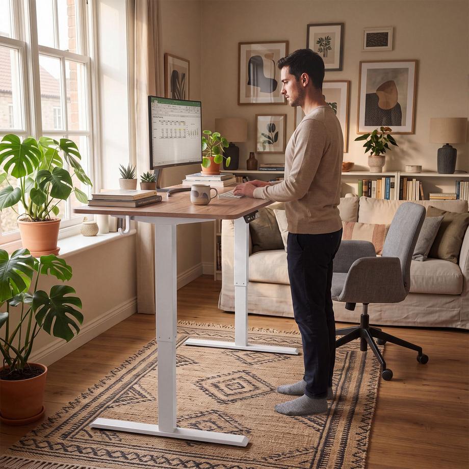 Tectake Bureau réglable en hauteur Loki électrique, à 2 niveaux  