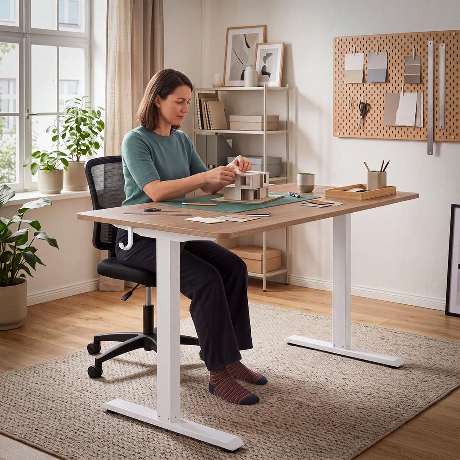 Tectake Bureau réglable en hauteur Loki électrique, à 2 niveaux  