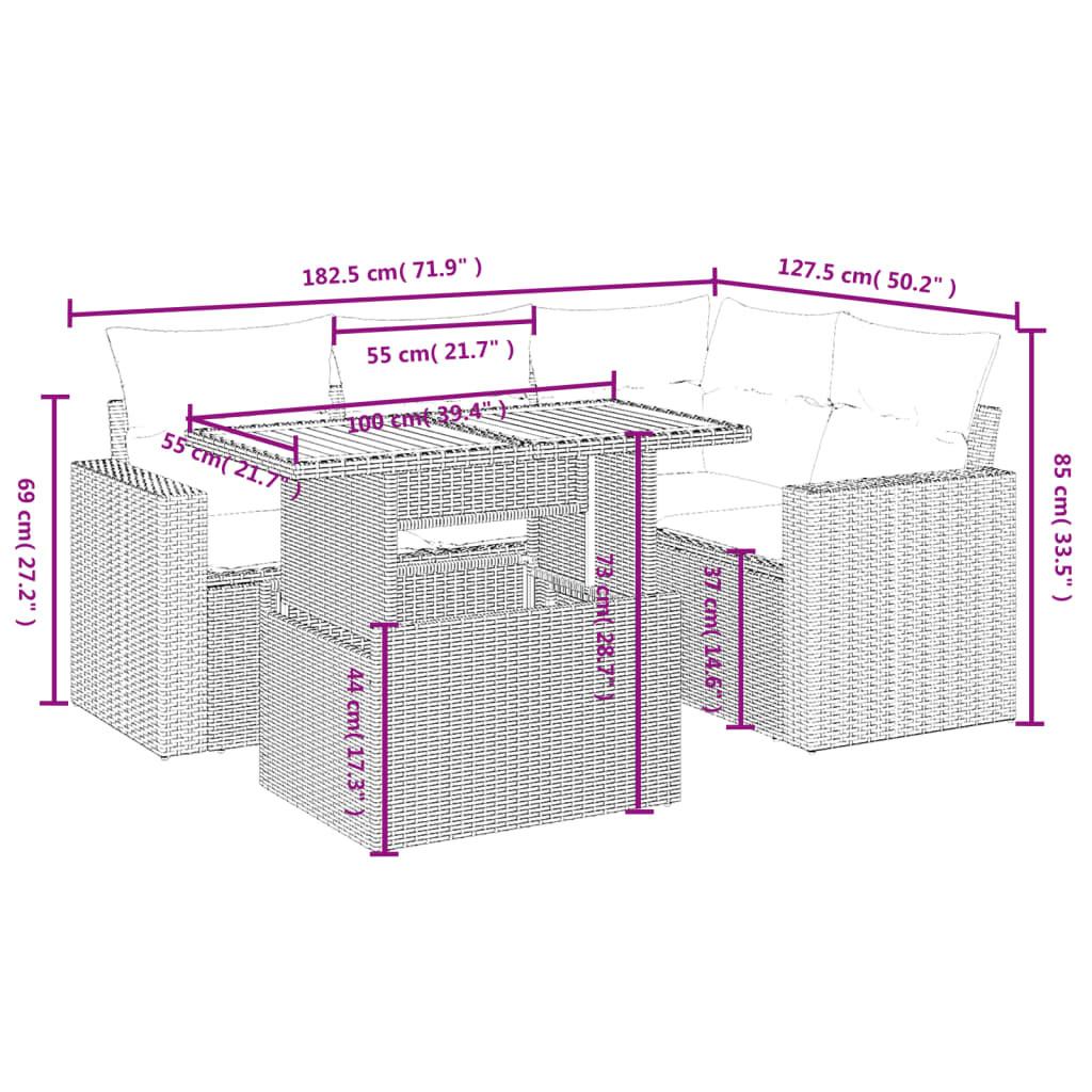 VidaXL set divano da giardino Polirattan  