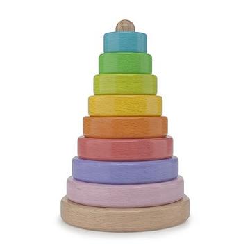 Tour à empiler en bois : jouets de motricité à partir de 1 an, jouets, jouets bébé, jouets en bois à partir de 12 mois, cadeau bébé, jouets enfants, jouets de premiers apprentissages avec 8 anneaux à empiler