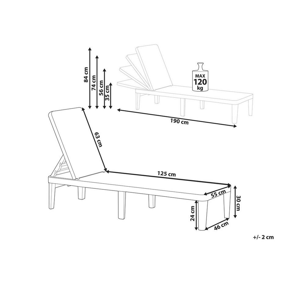 Beliani Lettino Prendisole en Polipropilene Moderno OSSIMO  