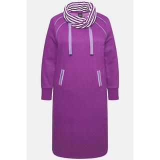 Ulla Popken  Robe en molleton avec poches, col montant et manches longues, passepoils fantaisie 