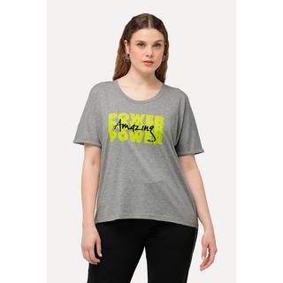 Ulla Popken  T-shirt dal taglio oversize con POWER, scollo a girocollo e mezze maniche 