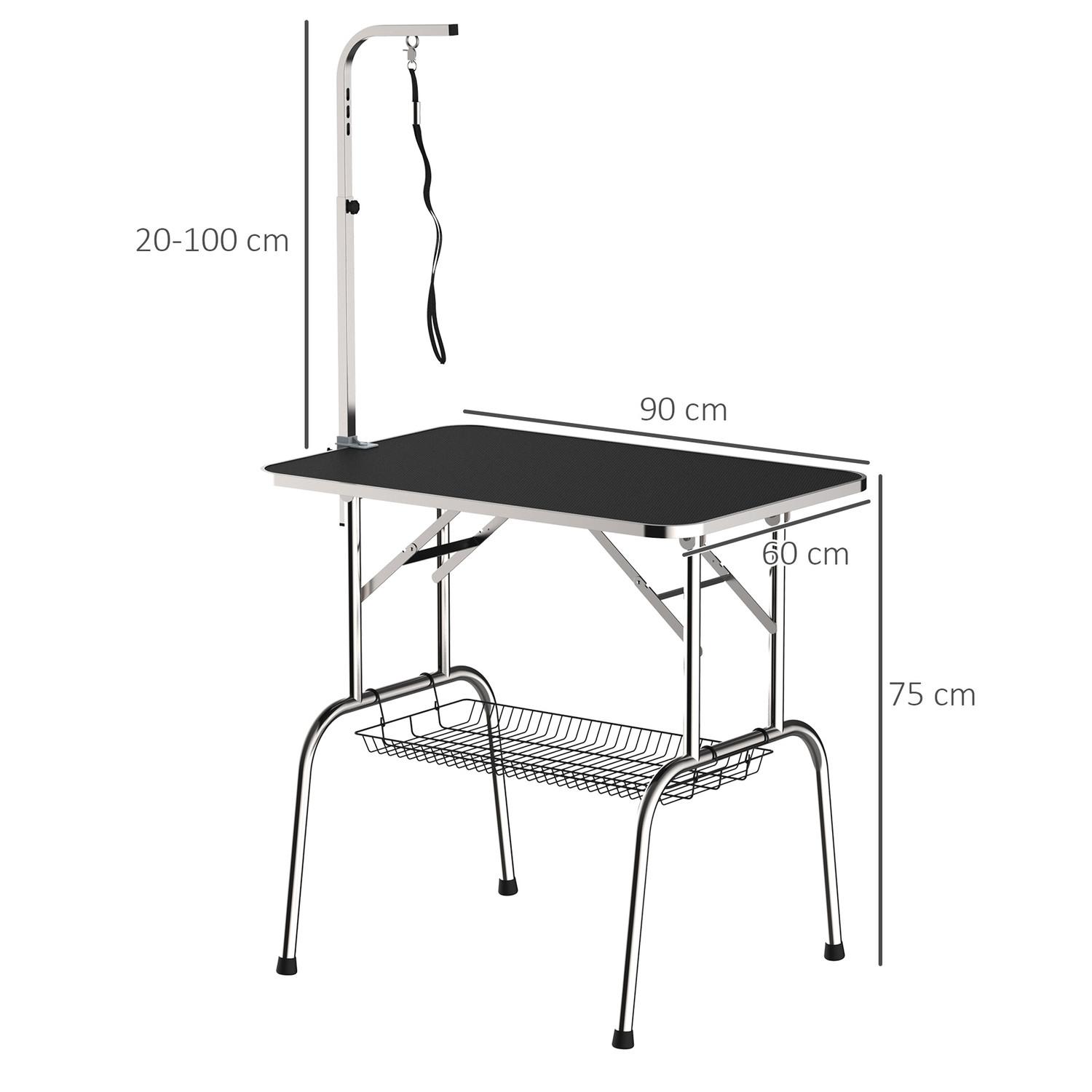 Northio  Table De Toilettage, Table De Toilettage, Table De Tonte Avec Panier, Pliable Et Réglable En Hauteur, Acier Inoxydable, Noir 