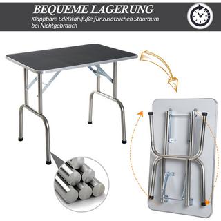 Northio  Table De Toilettage, Table De Toilettage, Table De Tonte Avec Panier, Pliable Et Réglable En Hauteur, Acier Inoxydable, Noir 