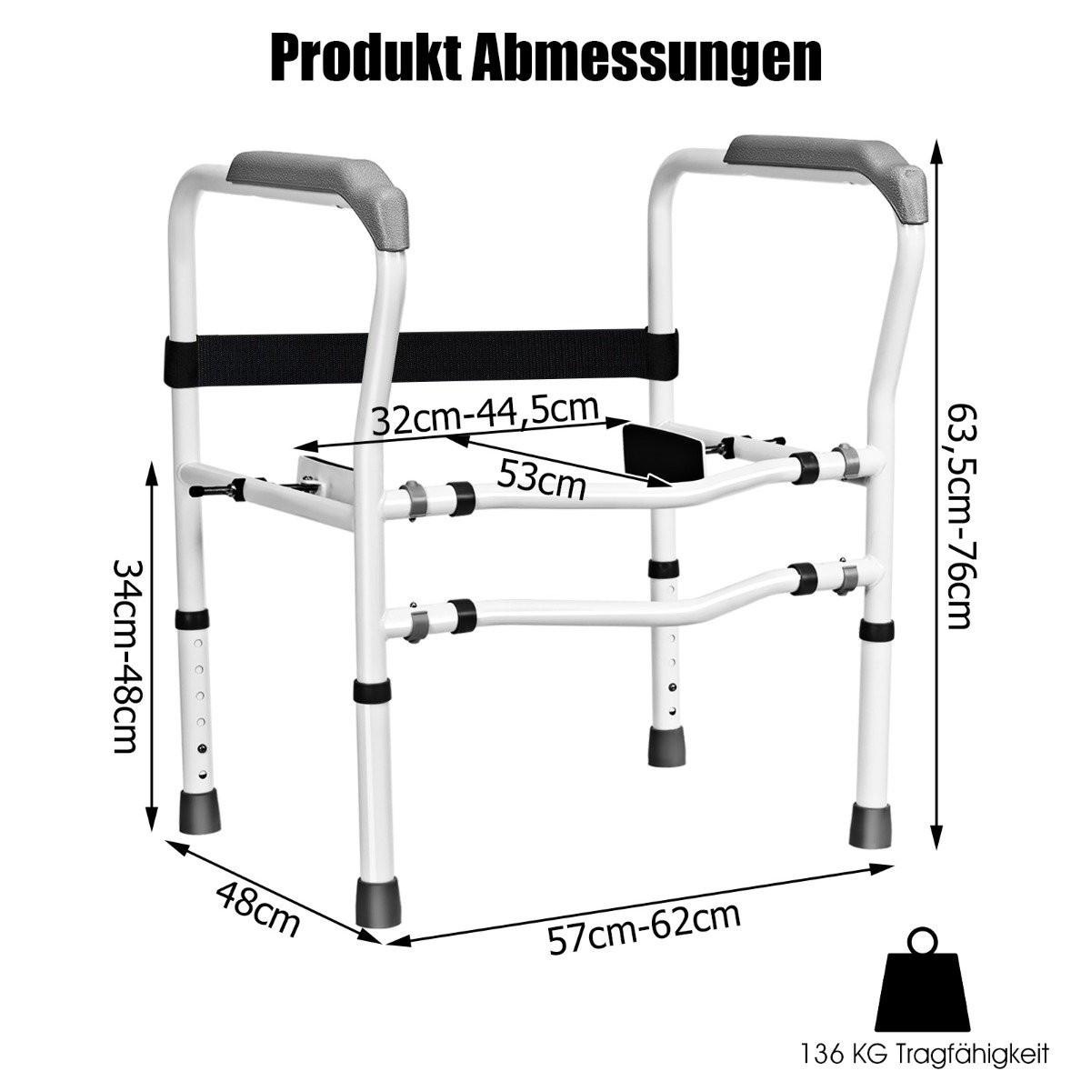 B2X Barra di sicurezza per WC con altezza e larghezza regolabili per anziani  