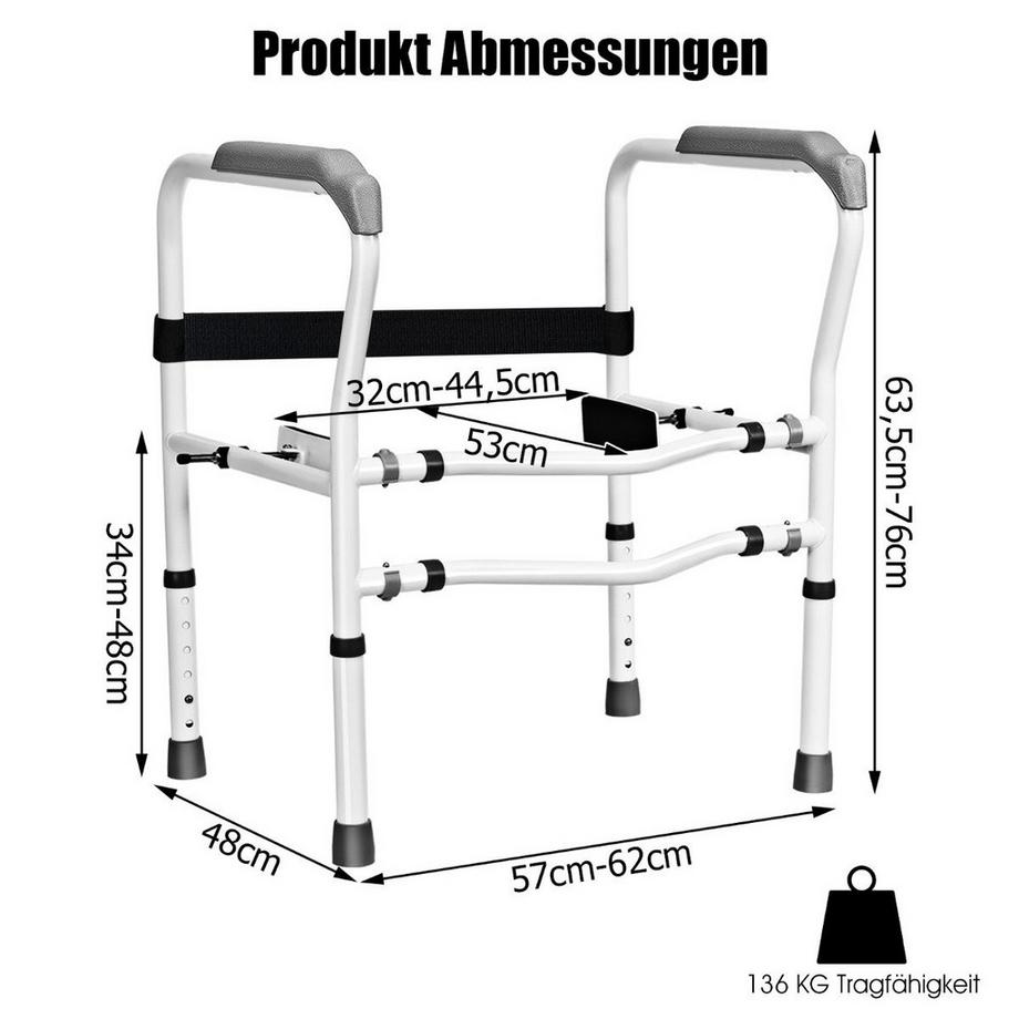 B2X Barra di sicurezza per WC con altezza e larghezza regolabili per anziani  