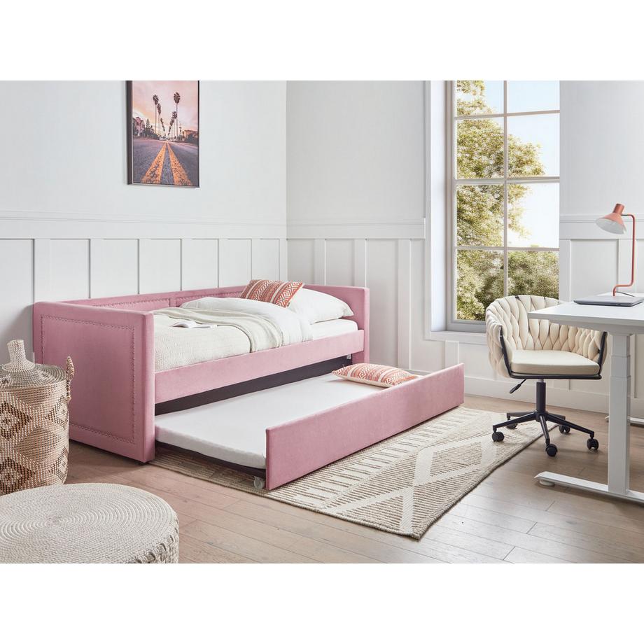 Beliani Lit gigogne en Velours côtelé Moderne MIMIZAN  