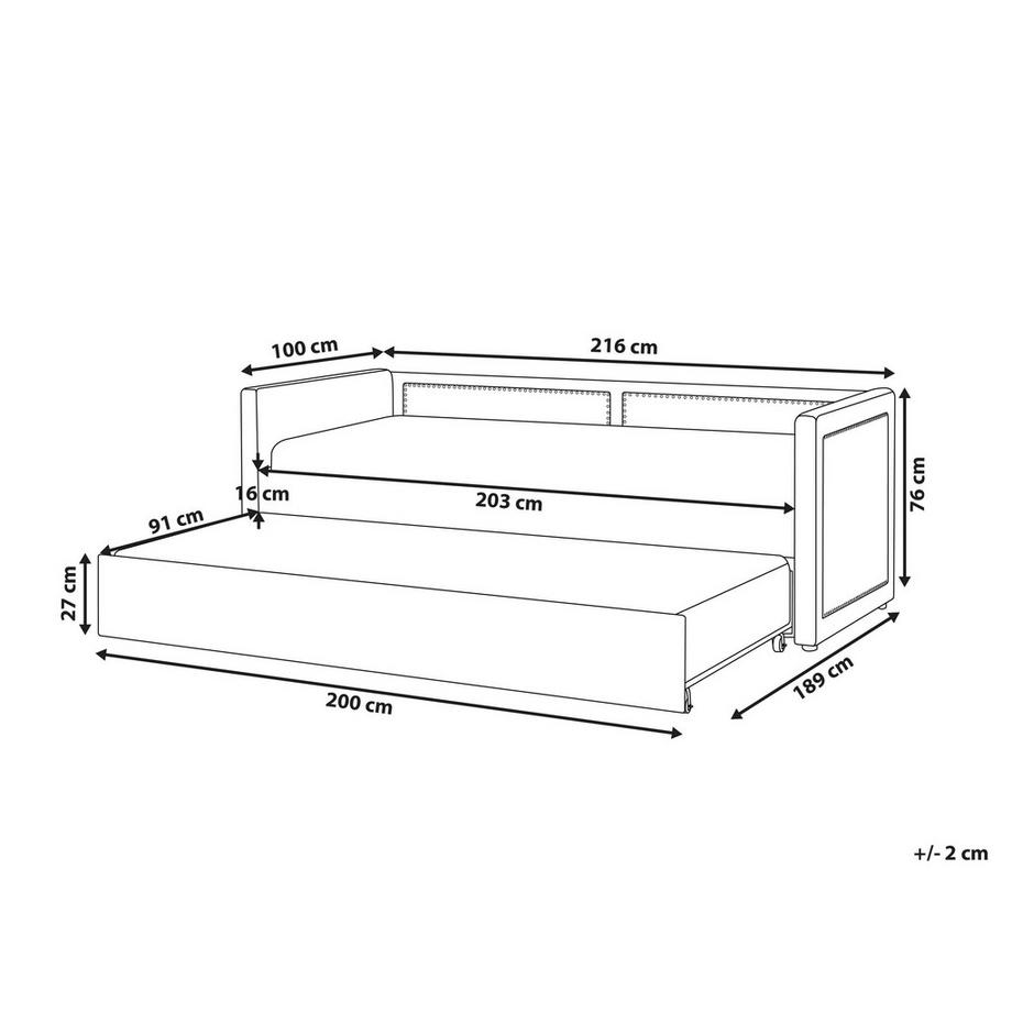 Beliani Lit gigogne en Velours côtelé Moderne MIMIZAN  