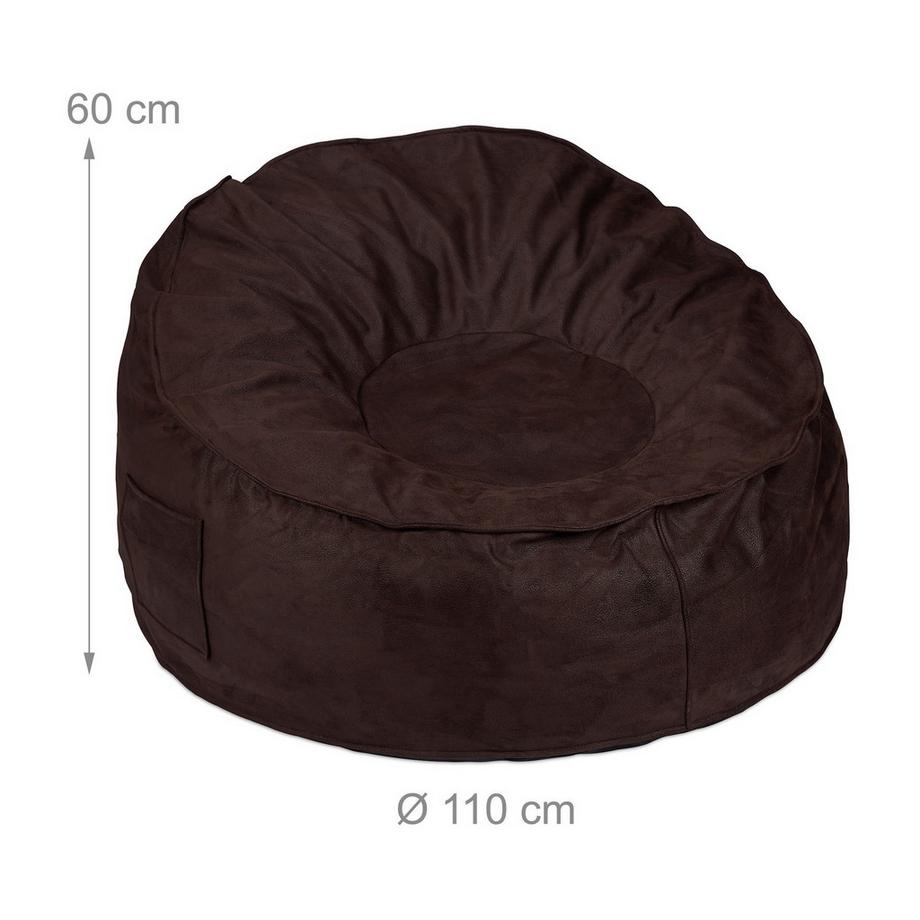 B2X  Pouf XXL aspect daim 