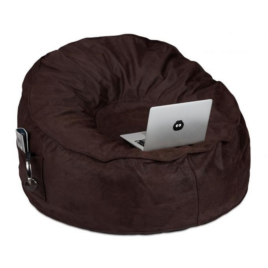 B2X  Pouf XXL aspect daim 