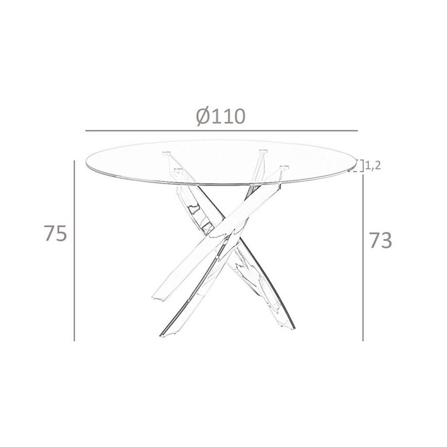 ANGEL CERDA Esstisch runde gehärtetes Glas aus verchromter Stahl  