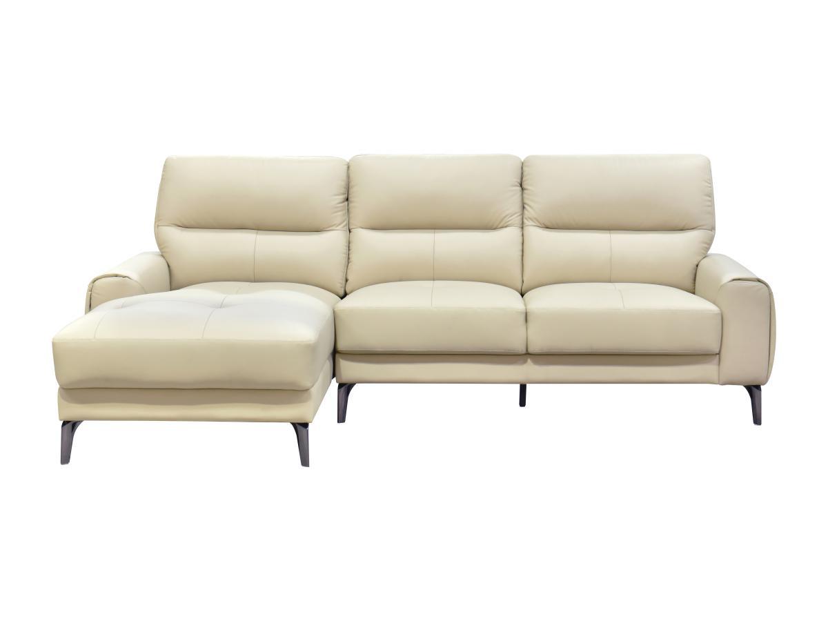 Vente-unique Ecksofa - Ecke links - Büffelleder - Beige - VALDANA  