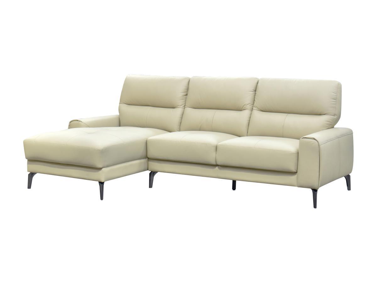 Vente-unique Ecksofa - Ecke links - Büffelleder - Beige - VALDANA  