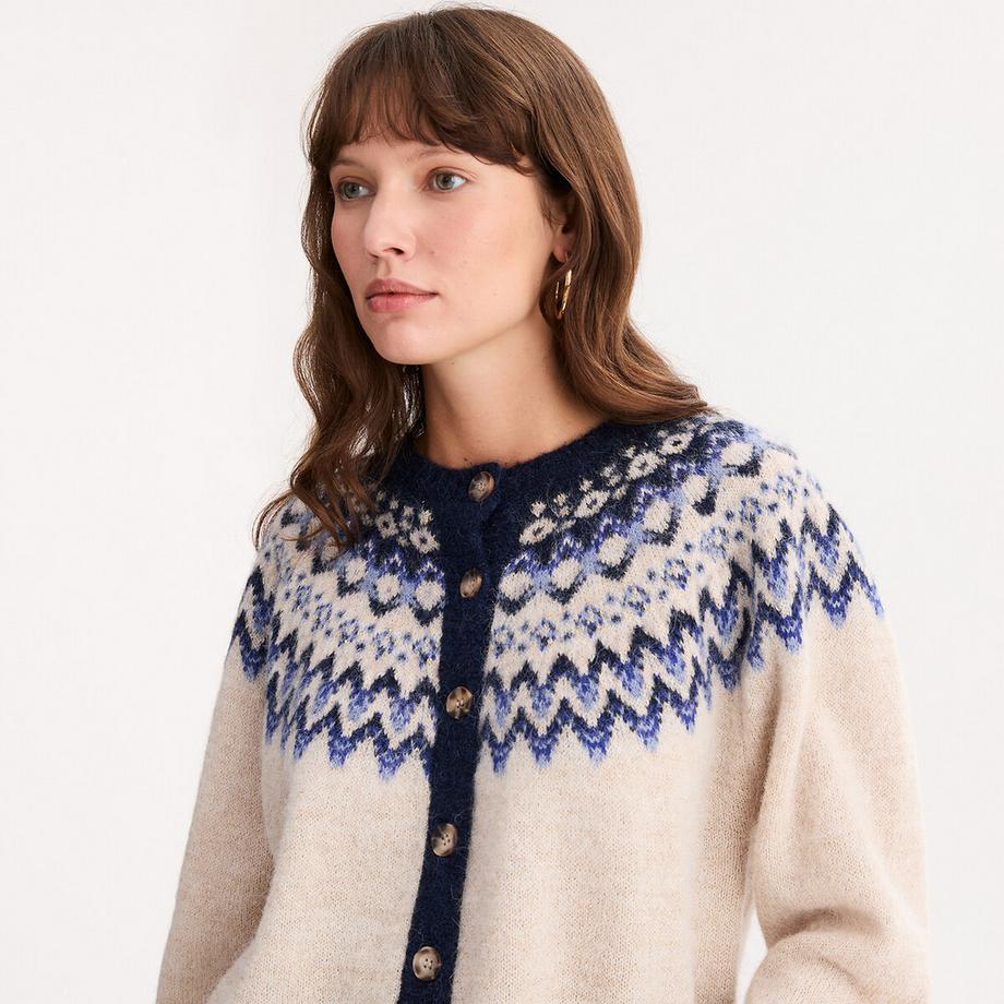 La Redoute Collections Cardigan Jacquard Grosse Maille  