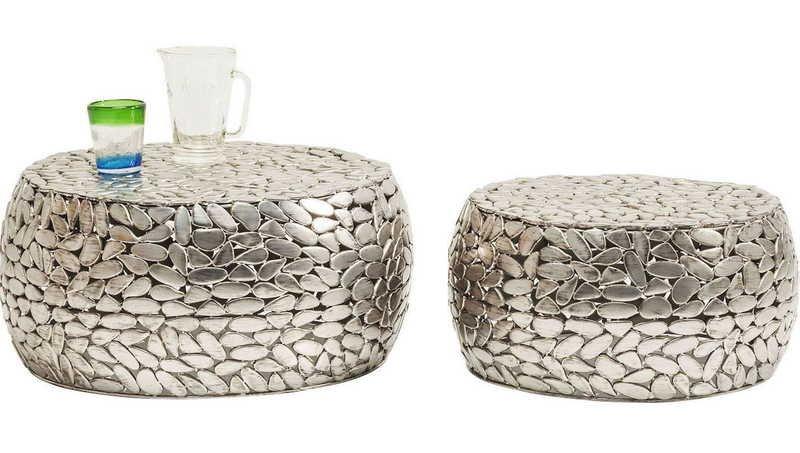 KARE Design Table basse Pebbles Deluxe Silver (2/set)  