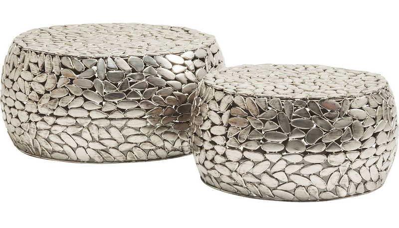 KARE Design Table basse Pebbles Deluxe Silver (2/set)  