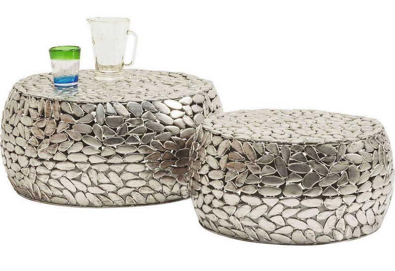 KARE Design Table basse Pebbles Deluxe Silver (2/set)  