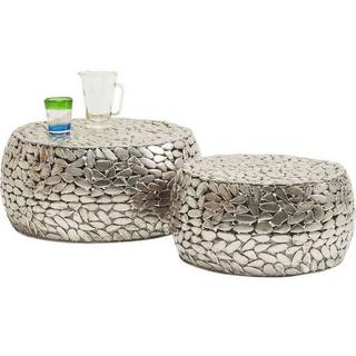 KARE Design Couchtisch Pebbles Deluxe Silber (2/Set)  