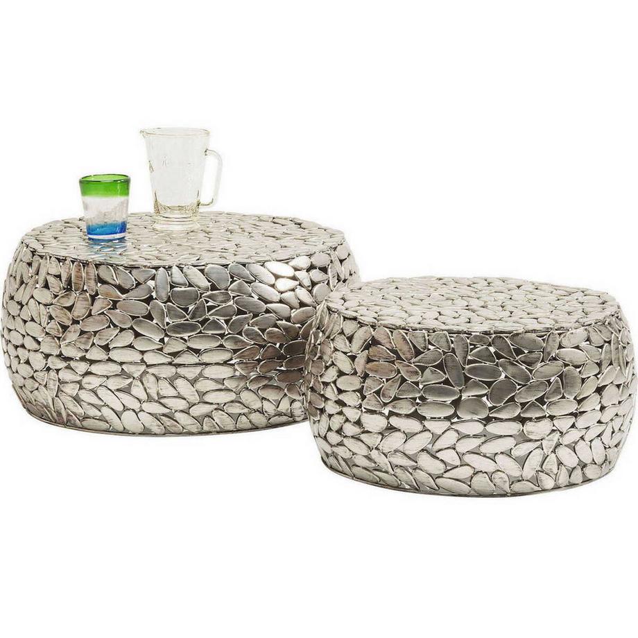 KARE Design Table basse Pebbles Deluxe Argent (2/set)  