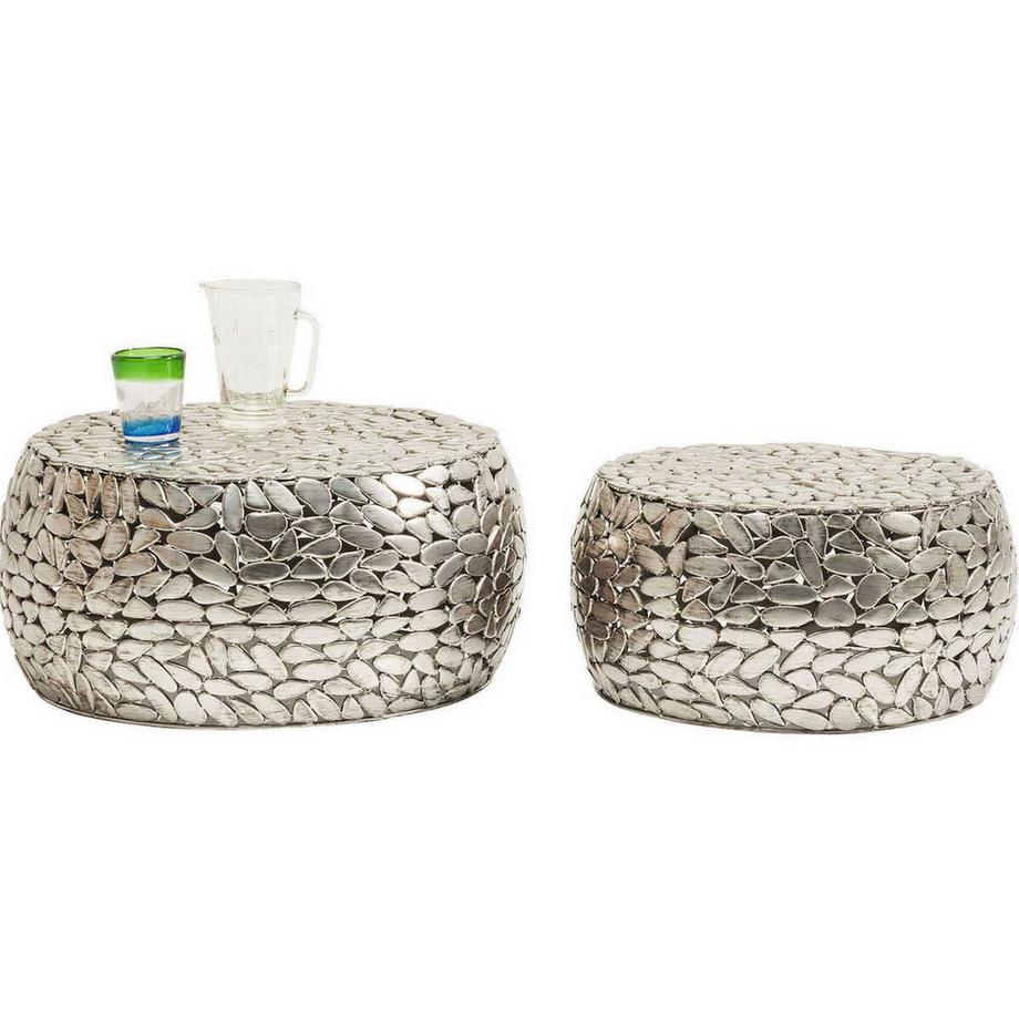 KARE Design Table basse Pebbles Deluxe Argent (2/set)  