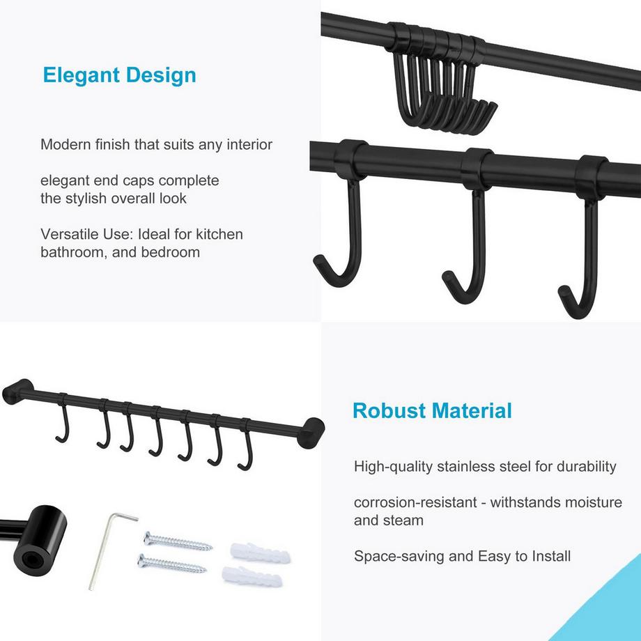 Intirilife Barre De Suspension, Barre À Crochets, Tringle De Cuisine  