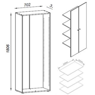 VCM Holz Büroschrank Bücher Ordner Schrank Büromöbel Aktenschrank Vandol  