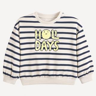 La Redoute Collections  Gestreiftes Rundhals-Sweatshirt mit Frottee-Schrift 