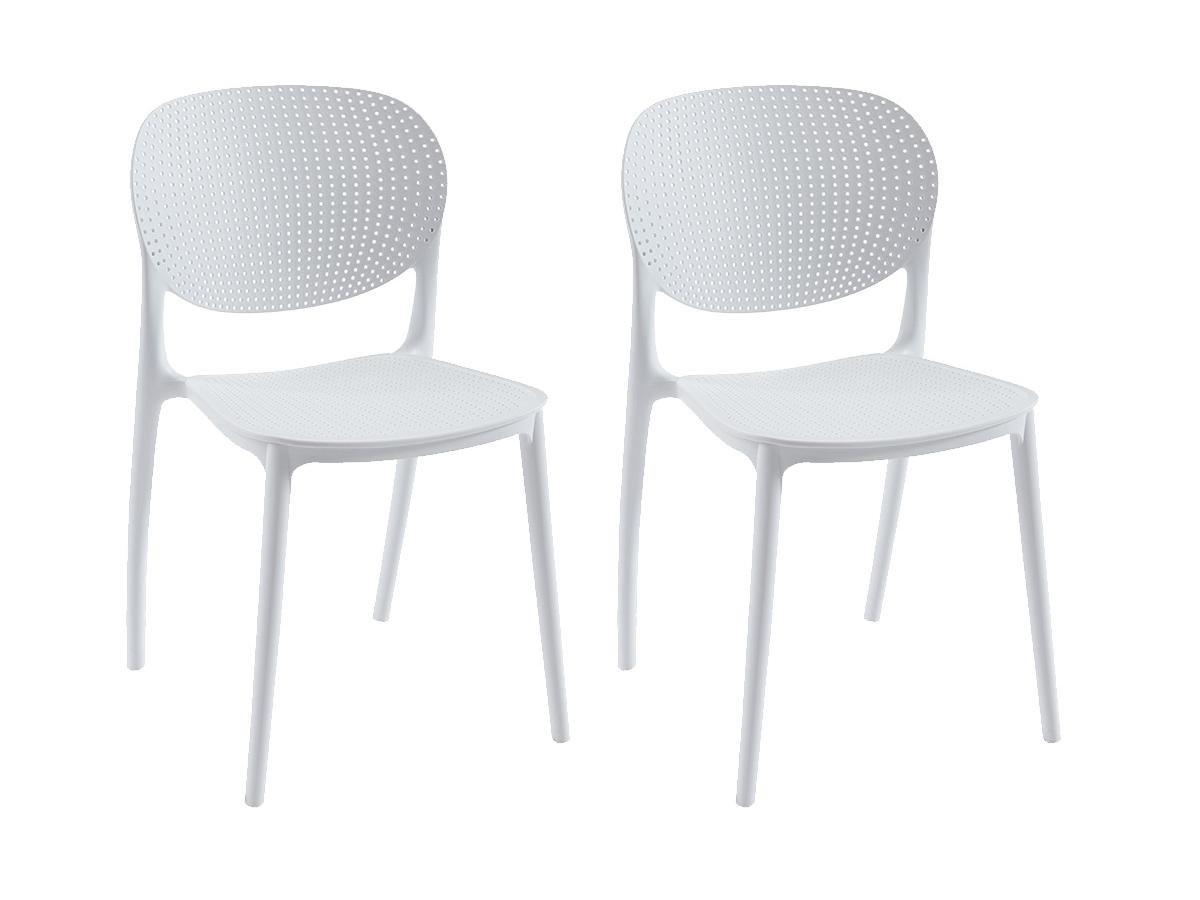 Vente-unique Lot de 2 chaises empilables en polypropylène - Blanc - CARETANE  