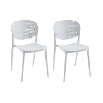 Lot de 2 chaises empilables en polypropylène - Blanc - CARETANE