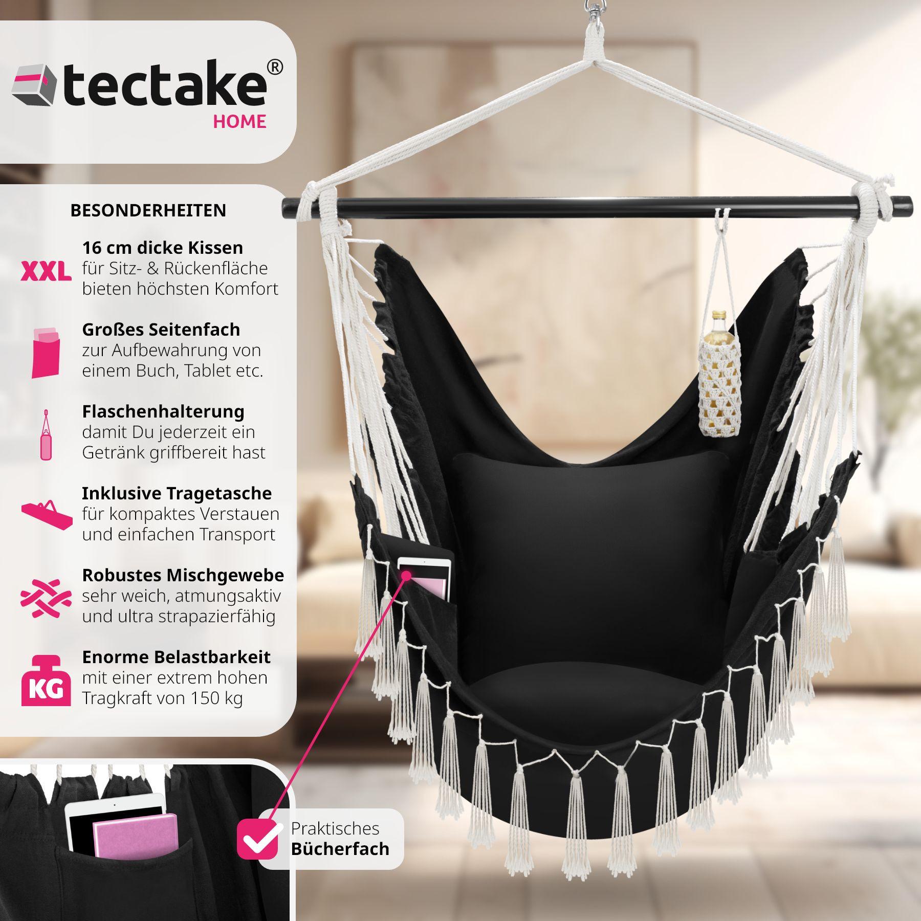 Tectake Fauteuil suspendu Malika, style boho, capacité de charge 150 kg  